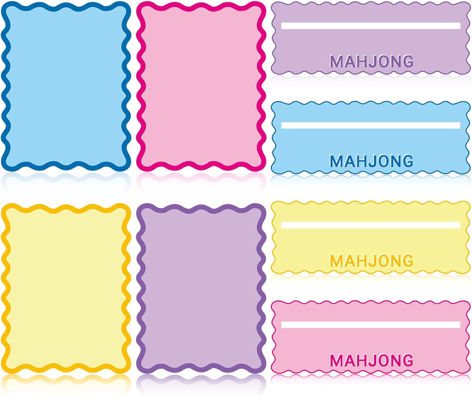 Junkin 4 Pcs Mahjong Shuffler Cards and 4 Pcs Line Finders Edges 8 Colorful Thick PVC Mahjong Accessories Set for Game Night Funny Gift for Mah Jong Beginners and Lovers(Wavy Scalloped)