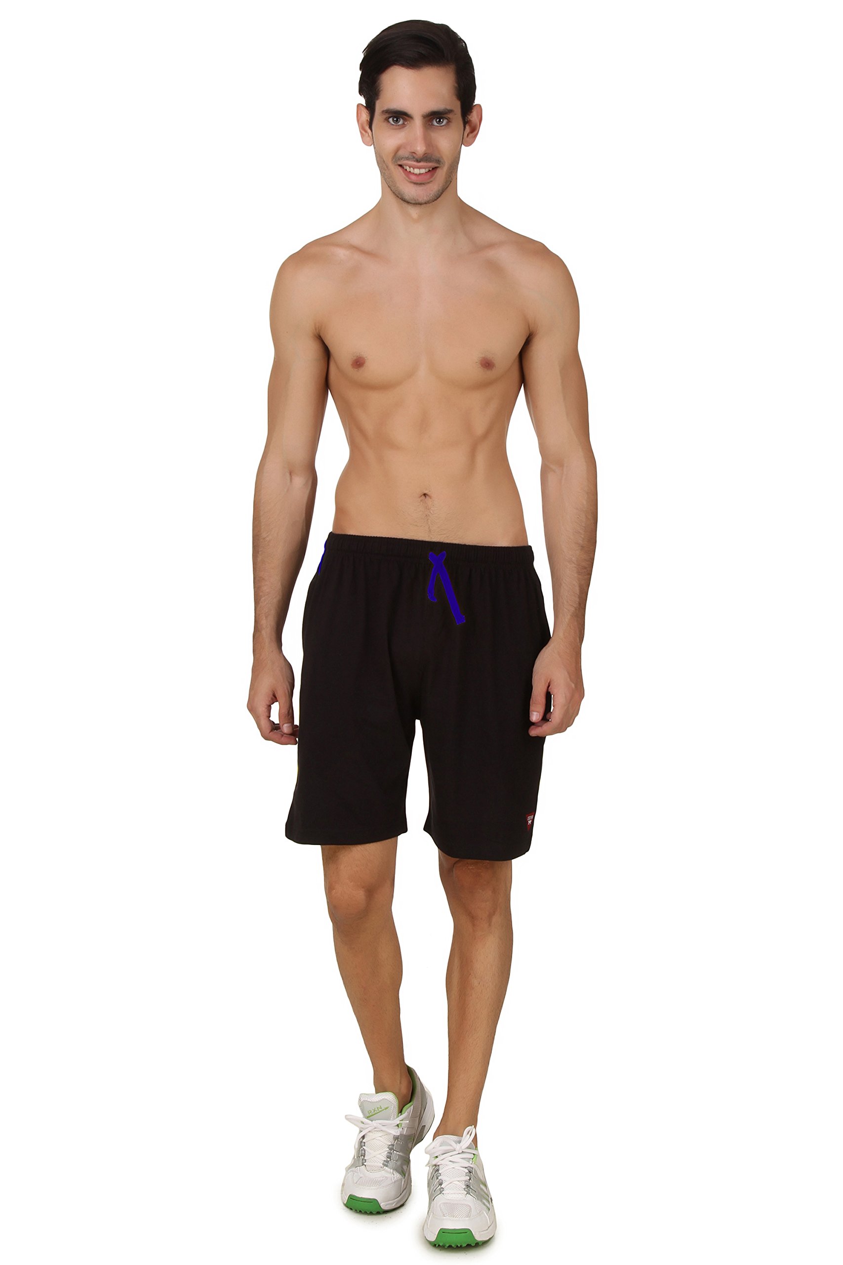 HAP If 100% Cotton Men's 100% Cotton Shorts | Regular Fit | Soft & Breathable | Elastic Drawstring Waist | 2 Side Pockets | Casual, Gym & Lounge Wear Black 1
