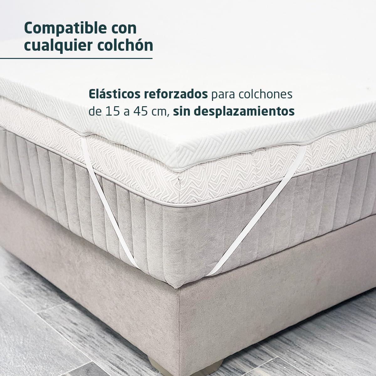 Topper Viscoelástico COMBOCOOL™ 80 x 190 cm – Sobrecolchón único con Enfriamiento Activo – Funda Fresh Lavable y Elásticos Reforzados – 5 cm de Grosor – Certificación Oeko-Tex
