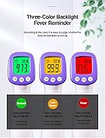 Vista 2 de HUHETA Termómetro infrarrojo para adultos, termómetro de frente sin contacto con alarma de fiebre, lectura precisa y función de memoria