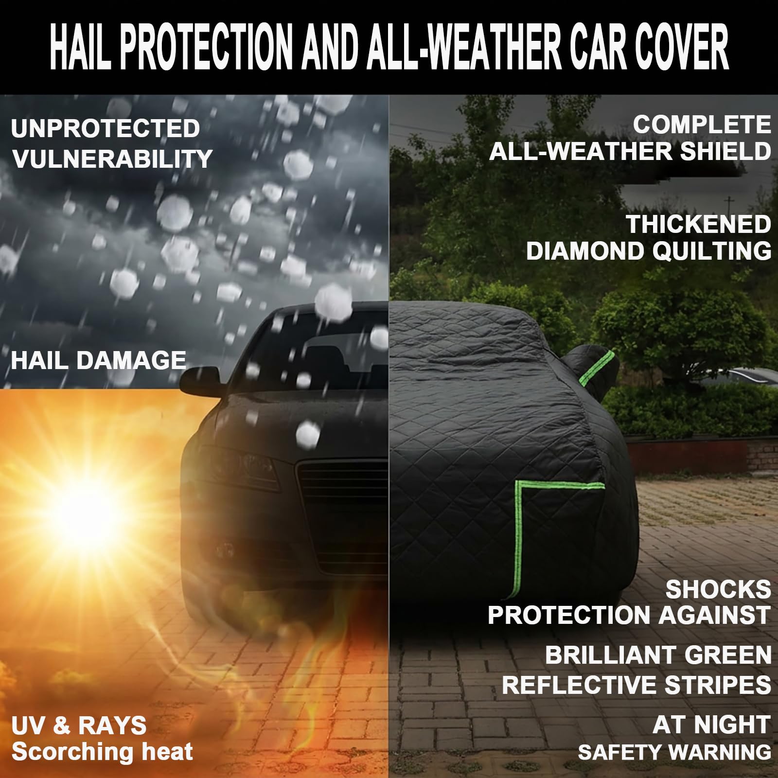 Funda Coche Antigranizo para Peugeot e-5008 (2024-2026) Espesado de 7 Capas, Forro Suave, Transpirable, Antiviento, Impermeable, Tejido Oxford, Anti-UV, 4 Estaciones
