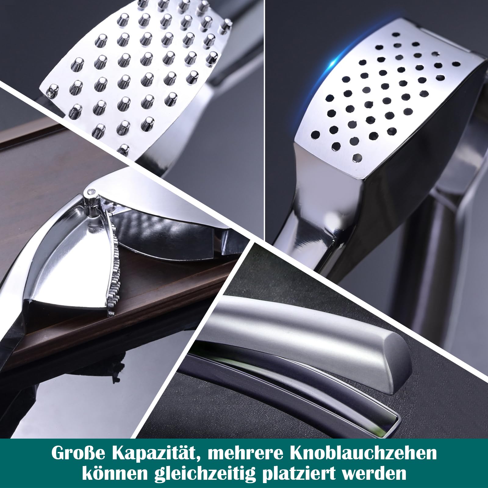 Garlic Press wyciskarka do czosnku ze stali nierdzewnej z uchwytami kołyskowymi kostka premium krajarka do czosnku Garlic Press łatwa do czyszczenia, nadaje