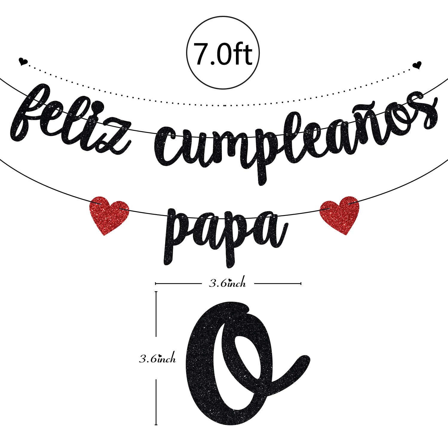 Vatertag Banner „Feliz Dia Papa“ – Schwarz Mit Glitzer, Aus Karton | Zum Aufhängen Für Partys & Geburtstagsfeiern