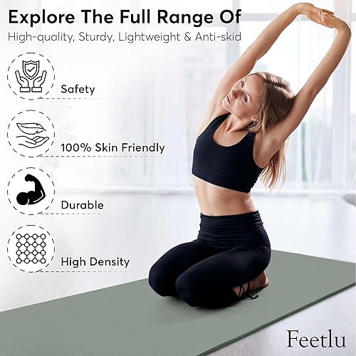 Miniatura 5 de Extra Thick 12mm Exercise Mat Non-Slip, Joint-Friendly & Cushioned Fitness Mat for Yoga, Pilates & Floor Workouts Durable, Supportive & Includes