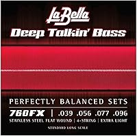 Vista 3 de La Bella 760FS Deep Talkin' - Juego de cuerdas para bajo de acero inoxidable con envoltura plana - Escala larga estándar 45-105