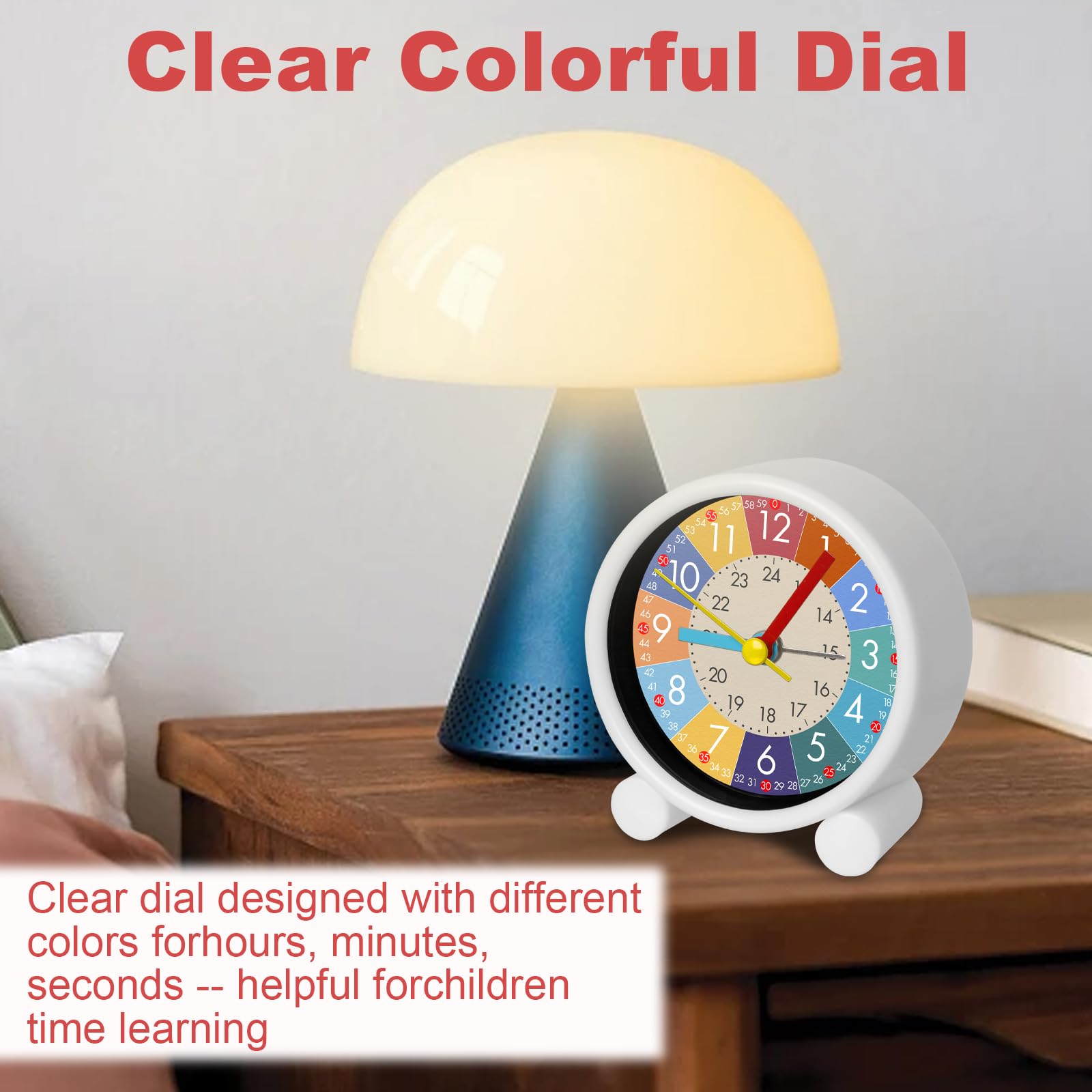 Réveil Numérique Silencieux Éducatif pour Enfants - Horloge d'Apprentissage Analogique Sans Tic-tac