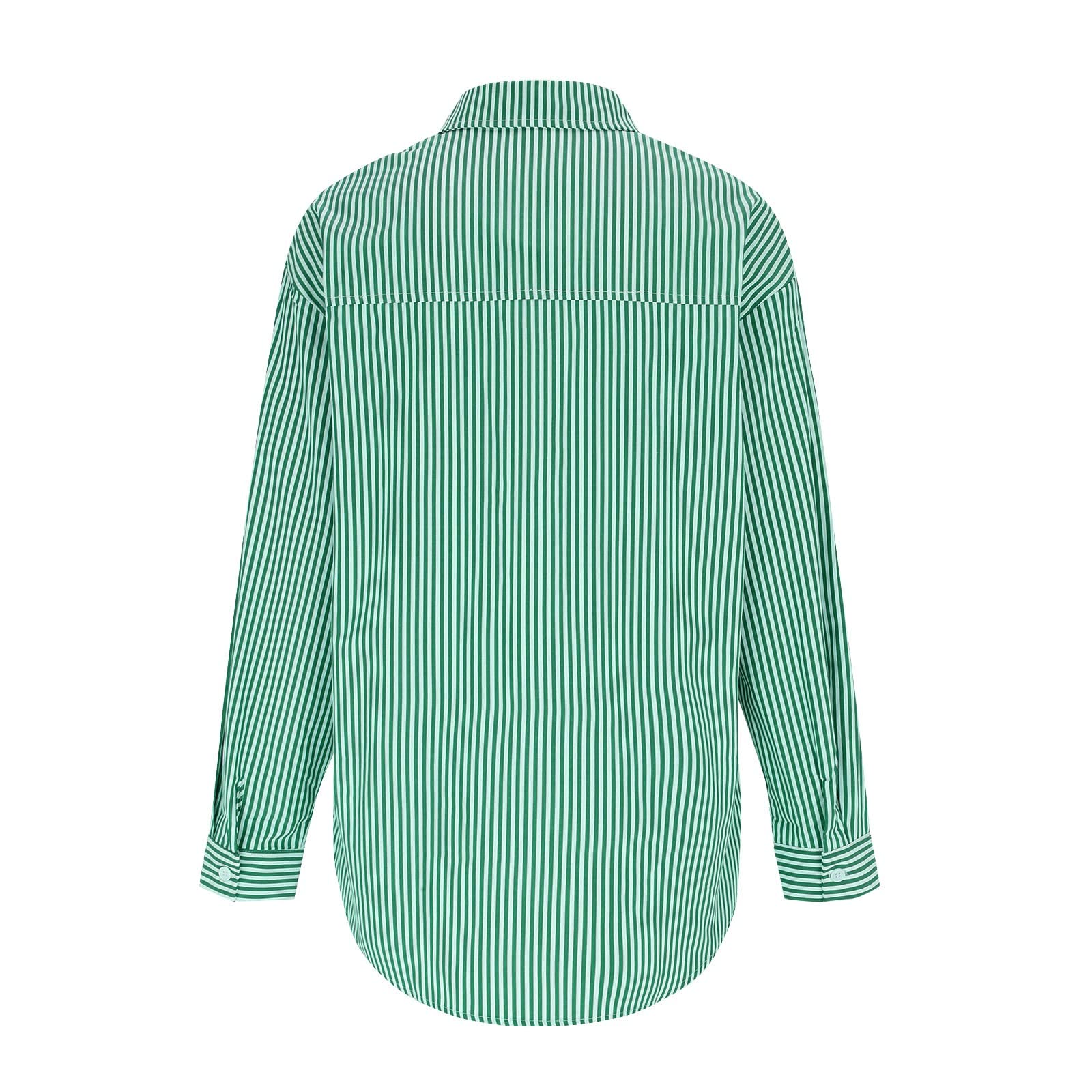 Generico Camicia A Righe Donna Manica Lunga - T-Shirt Estiva Casual E