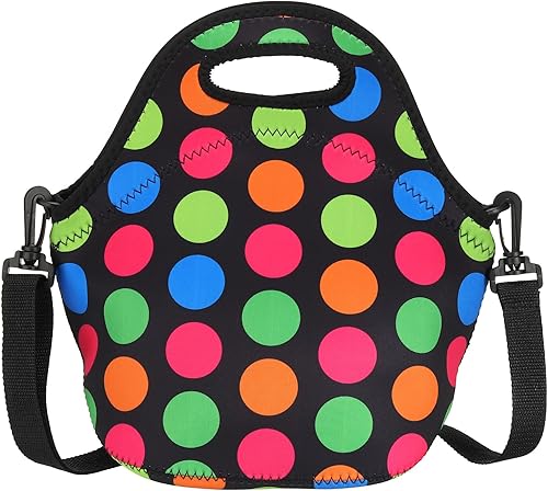 PATIKIL Bolsa de almuerzo aislada, bolsa de almuerzo de neopreno, lonchera térmica portátil con correa para el hombro, para el trabajo, oficina,