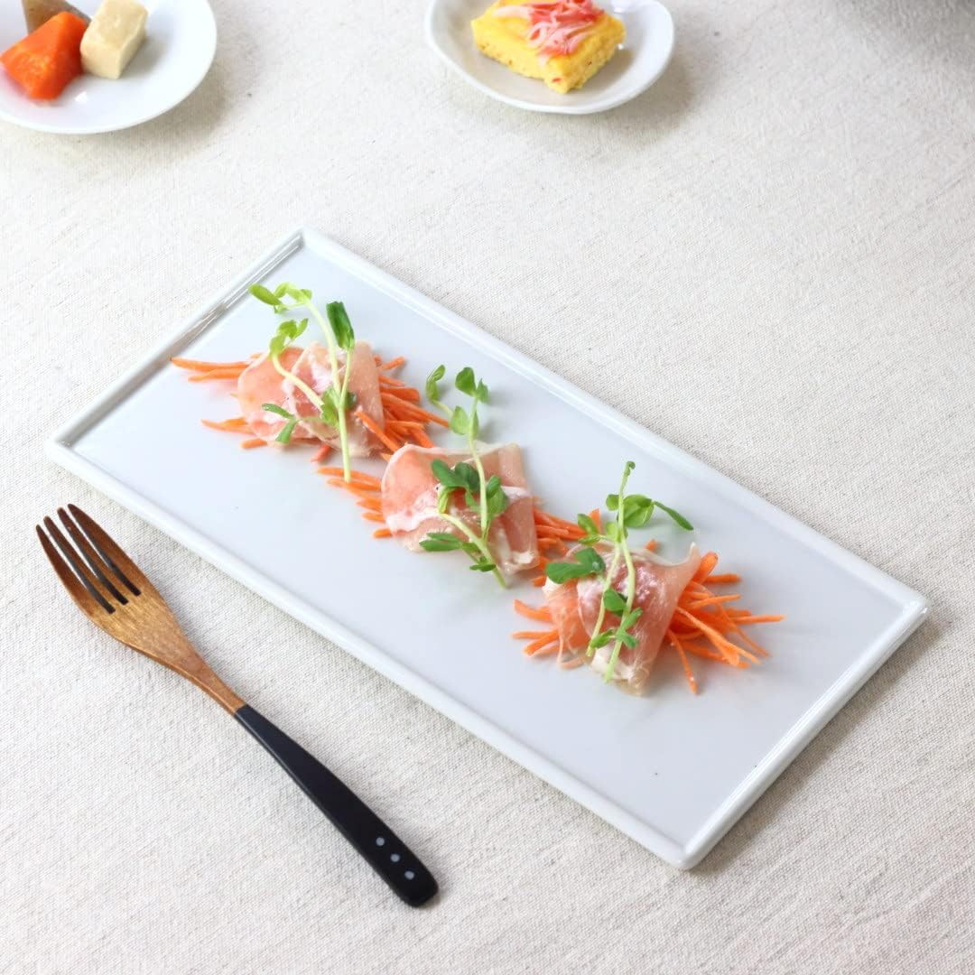 Amazon.co.jp: cerapockke フラットレクタングルプレート 30.5cm 日本製 美濃焼 フラット 平たい 一枚皿 大皿 ...