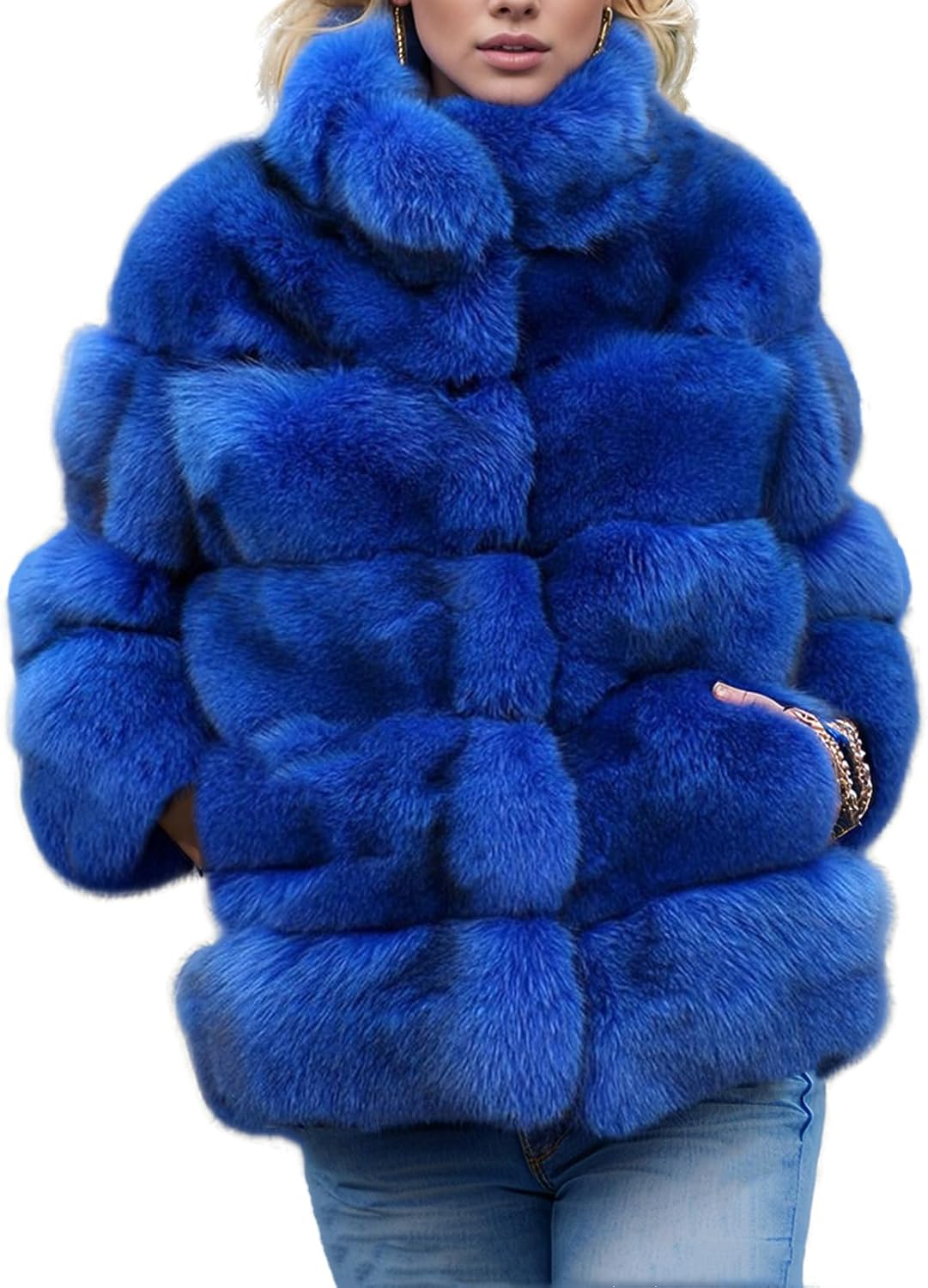 Lisa Colly Women's Winter Parka Coat Overcoat Long Sleeve Faux Fur Coat Jacket - Image 2