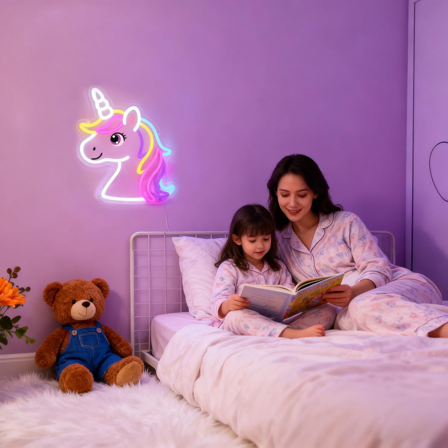 Unicorn Neon Sign for Girls Bedroom Decor – Large 13” LED Unicorn Light with 5-Level Dimming, Soft Pastel Glow for Kids Room, Cute Unicorn Wall Decor for Playroom, Gifts for Girls, USB Powered Kid-Safe Night Light - Image 8