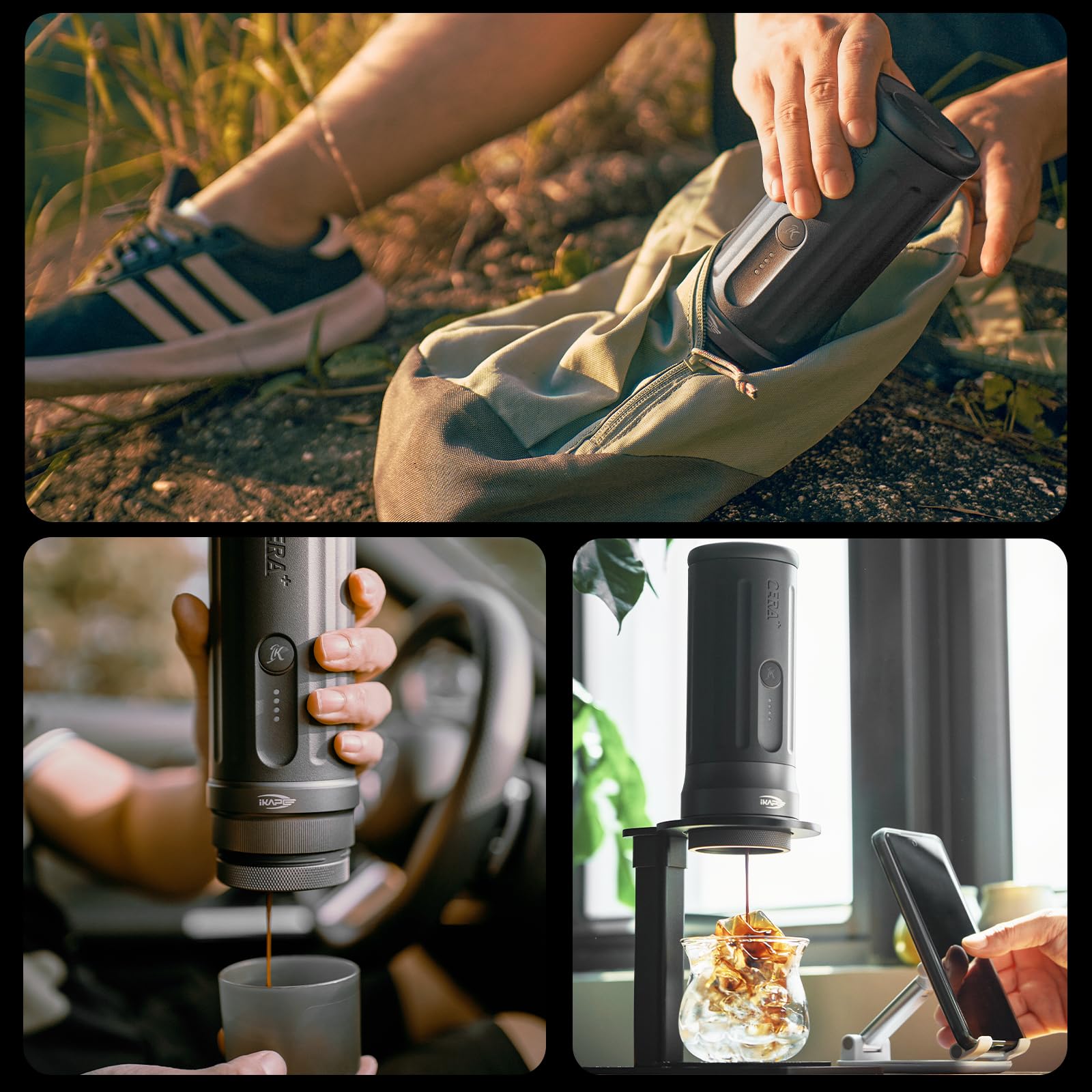 IKAPE KAPO K2 Pro Cafetera de Espresso Portátil con Conexión a App Bluetooth y Cesta sin Fondo de 58 mm, Cafetera Eléctrica, Presión de 20 bar, para Hogar, Viajes, Camping
