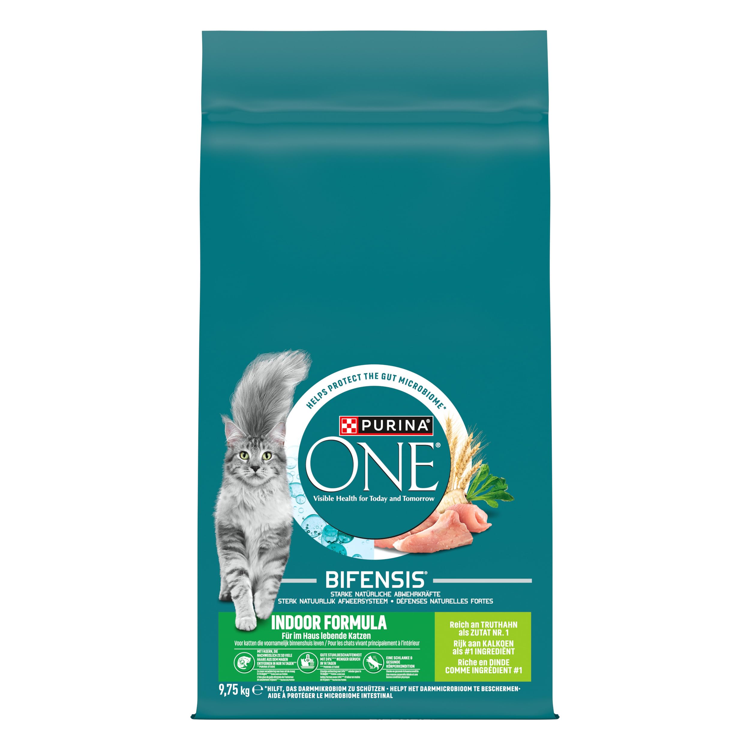 PURINA ONE Bifensis Indoor Formula Crocchette per Gatti Adulti con Tacchino e Cereali Integrali Sacco da 9.75kg