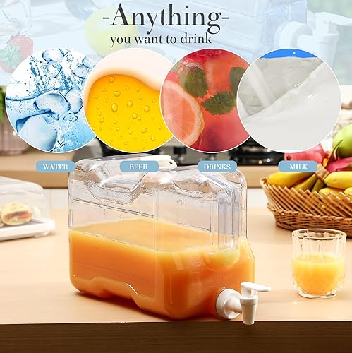 Miniatura 4 de Dispensador de bebidas para nevera, refrigerador, botella dispensadora de agua reutilizable de plástico con espita sin BPA para fiestas al aire