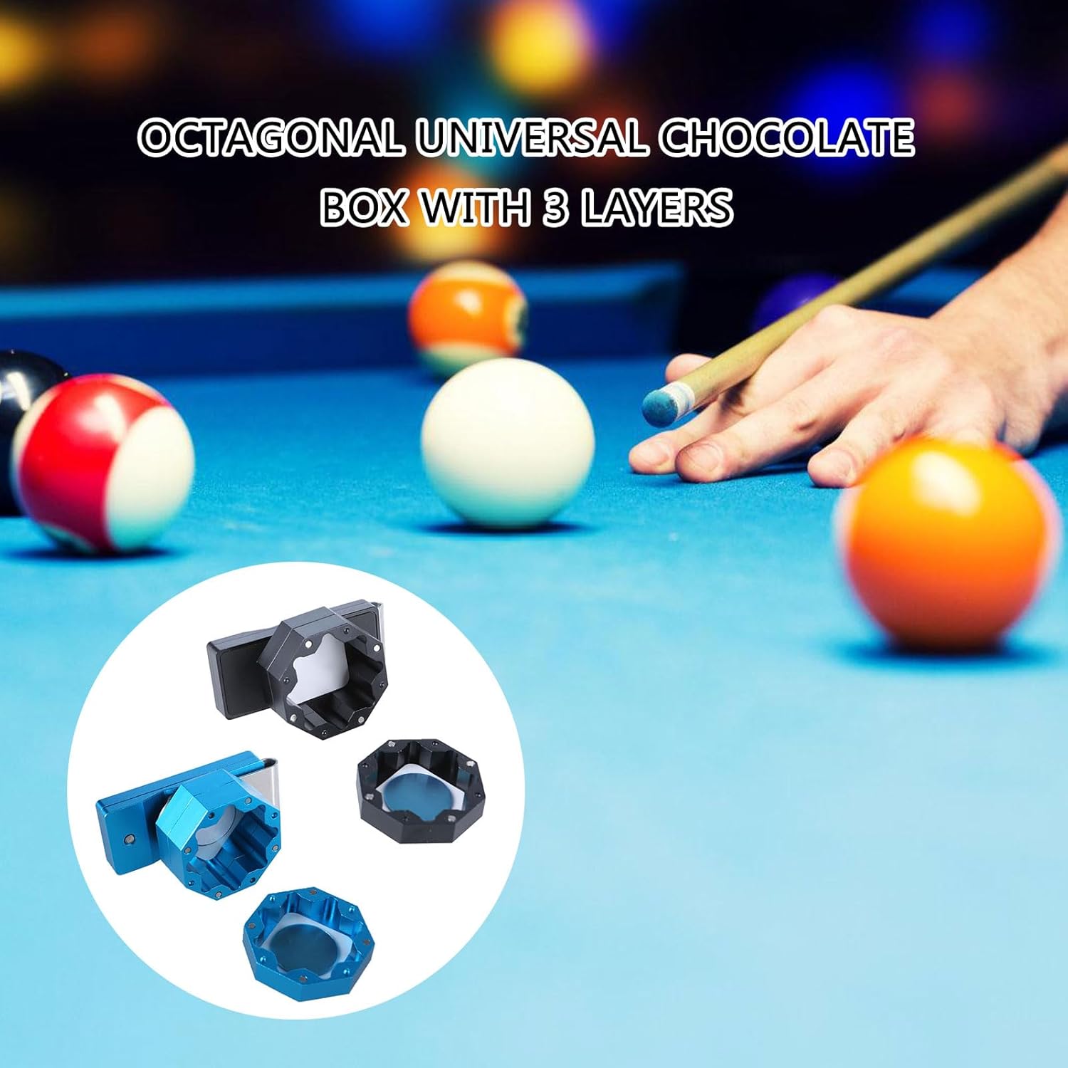 3-Layer Pool Chalks Holder Billiard Chalks Case with Fixed Clip Magnet Billiard Cue Chalks Box Snooker Tool