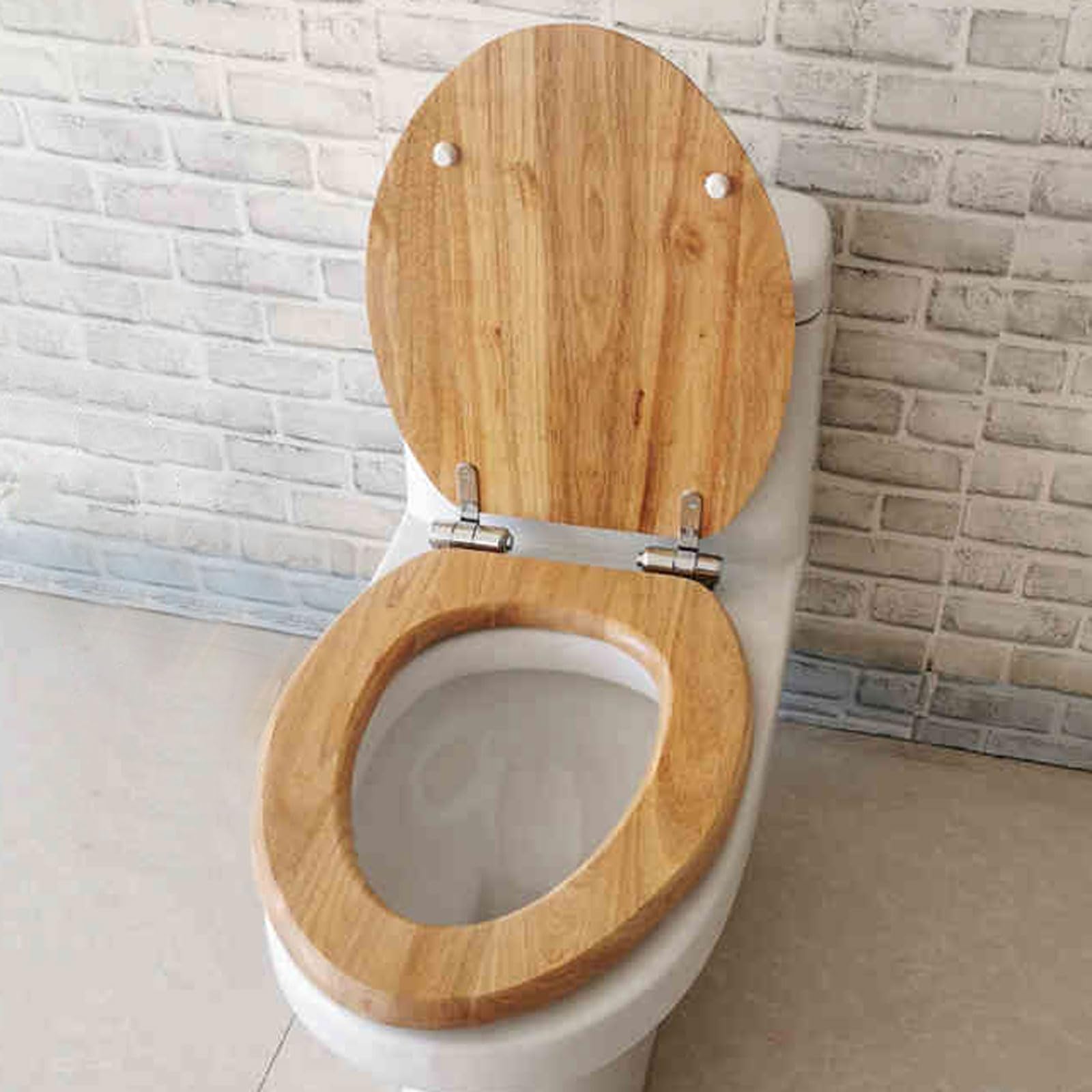 Sedile WC con chiusura rallentata, in legno massello, con alette adiubili, a sgancio rapido, multicolore, 43 x 36/44 x 36 cm, facile da inserire, perfetto per il bagno