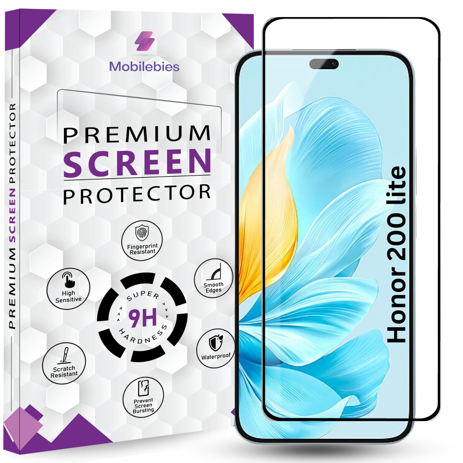 Premium Tempered Glass Screen Protector Guard For Honor 200 lite 5G (6.7 Inch, Pack of 1) | HD Clear Edge to Edge Coverage With Easy to installation kit