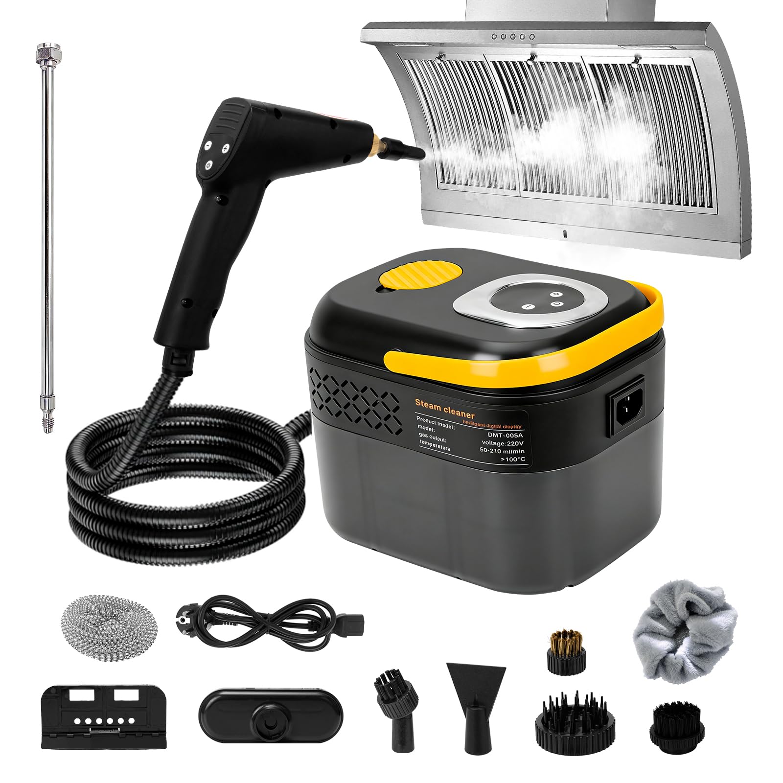 Vaporeta Limpieza Hogar 1500W, Limpiador a Vapor de Mano con Tanque de 1700ml, Máquina de Limpieza a Vapor Portátil con 6 Velocidades y Accesorios para Cocina, Baño, Sofá y Azulejos