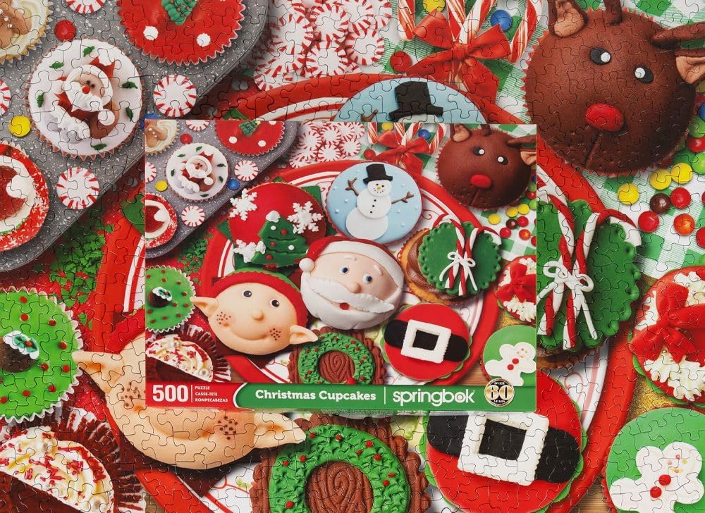 Springbok Christmas Cupcakes 500 Piece Jigsaw Puzzle for Adults and Family - Unique Cut Pieces - Made in USA