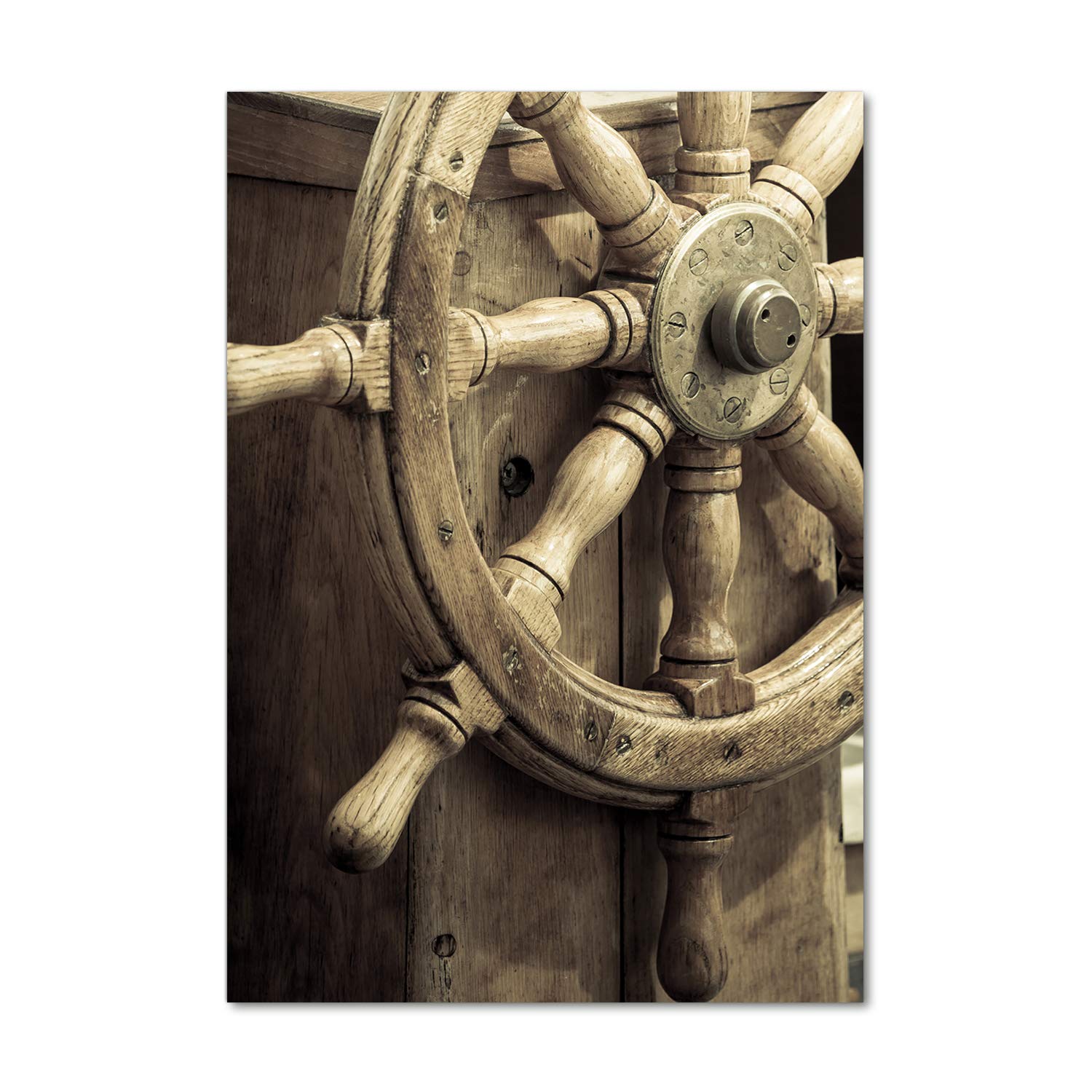 Impression sur verre acrylique Tulup 70x100 cm tableau mural gouvernail marron