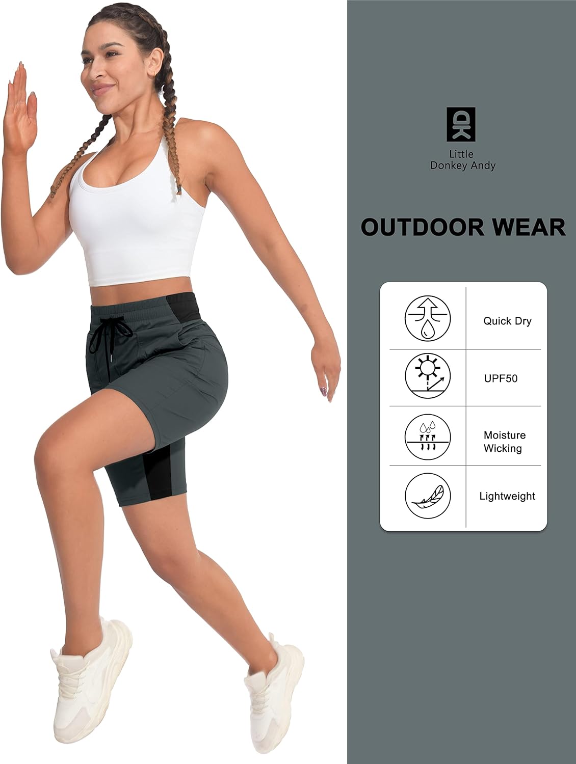Little Donkey Andy Women's Quick Dry Hiking Bermuda Shorts, Stretch Golf Shorts, Elastic Waist with Drawstring