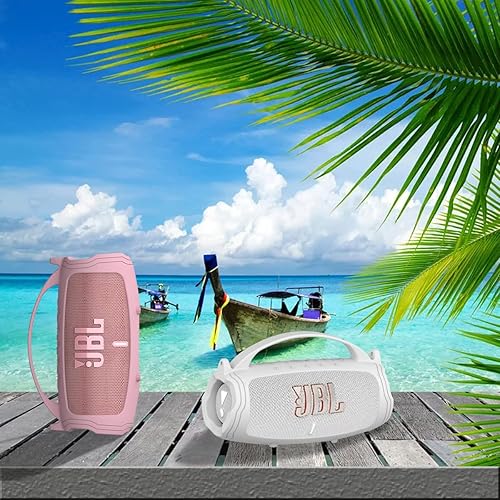 Miniatura 6 de JCHPINE Funda de silicona para altavoz Bluetooth portátil JBL Charge 5, soporte protector para accesorios de altavoces JBL Charge 5 (funda blanca,
