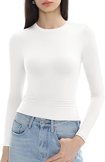 Women's Long Sleeve Shirts Crew Neck Slim Fit Going Out Tops Basic Tees Barely There Collection