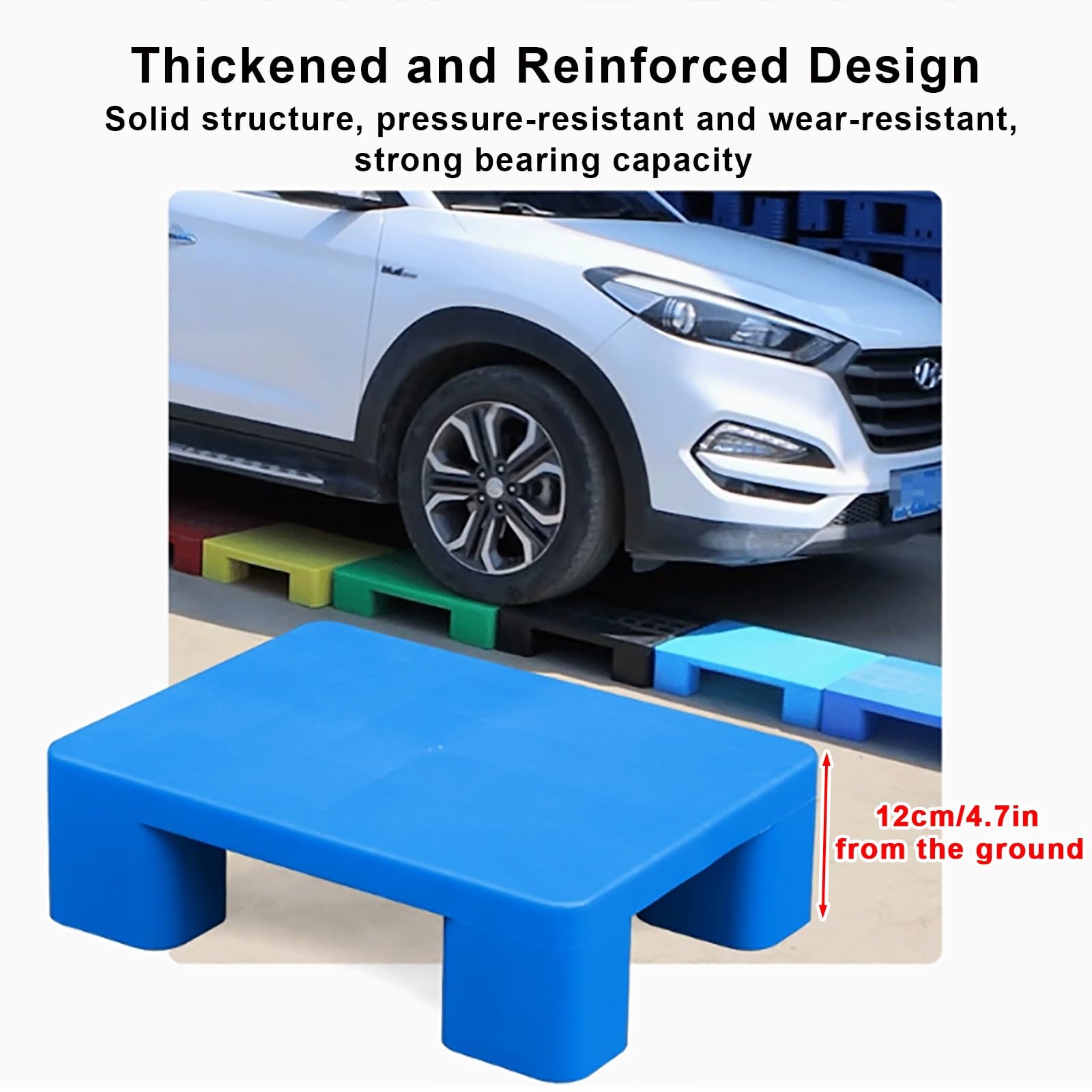 Pallet in plastica impermeabile, per magazzino, impilabile, in polietilene, per garage, supermercato, canile, giardino, cantina, patio (grigio, 60 x 40 x 12 cm)