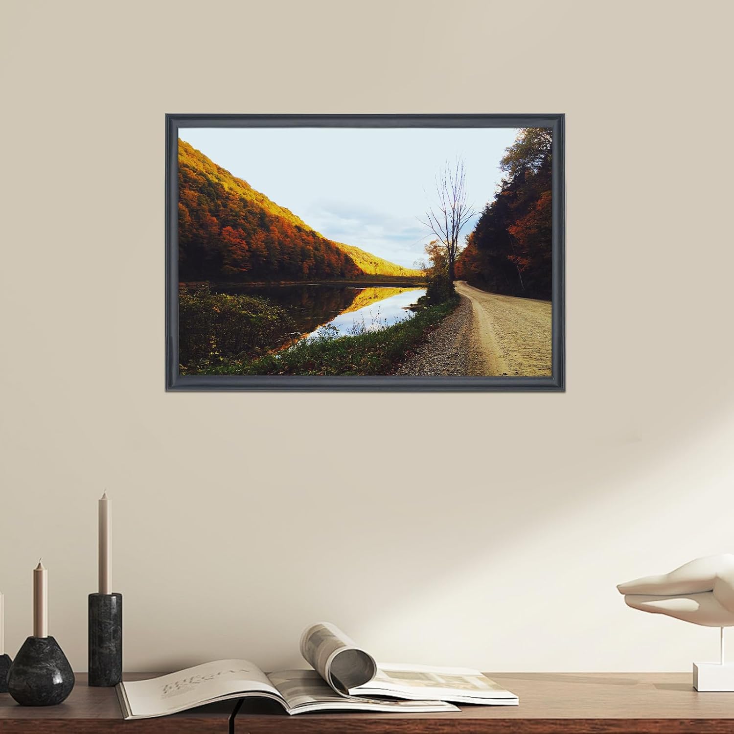 22x36 inch Picture Frame Solid Wood Black,Suitable for Panoramic Photo Frame, Posters,Painting,Group Photo,Puzzle (A23B2236)