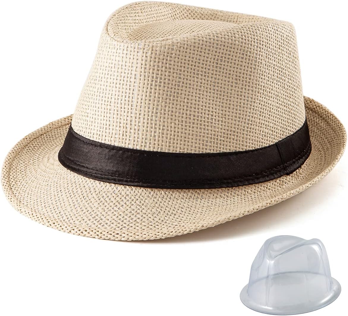 LADYBRO Straw Fedora Hats for Men - Women Hat Summer Beach Hat Men Straw Hat Trilby Hat