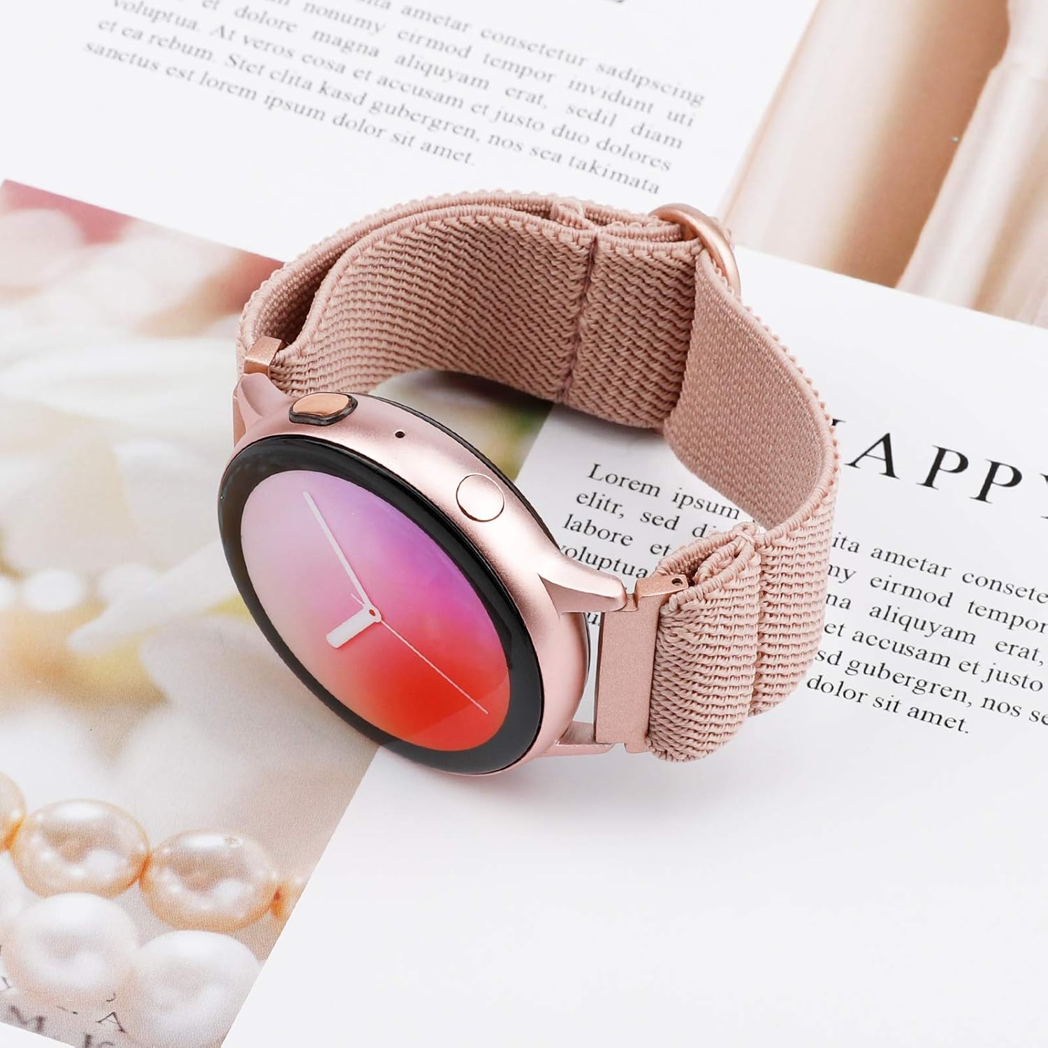 TOYOUTHS 20mm Stretchy Nylon Band Compatible with Samsung Galaxy Watch 7/6/5/4/FE/Active 2 40mm 44mm/Watch 6 Classic 43/47mm/Watch 5 Pro 45mm/Watch 3 41mm Strap Loop Elastic Bracelet Women Men - Image 3