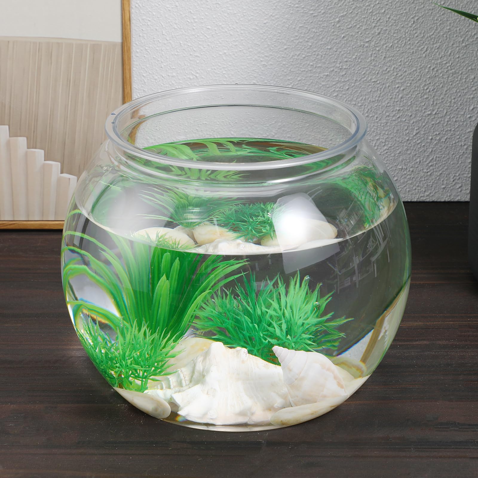 VANZACK Peceras de plástico Transparente para Acuario, pecera para Peces Betta, pecera irrompible para Peces Betta, Dorados, Recuerdo de Boda, decoración de Escritorio
