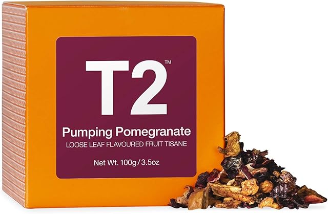 T2 Tea Pumping Pomegranate Fruit Loose Leaf Iced Tea in Box, 100 g