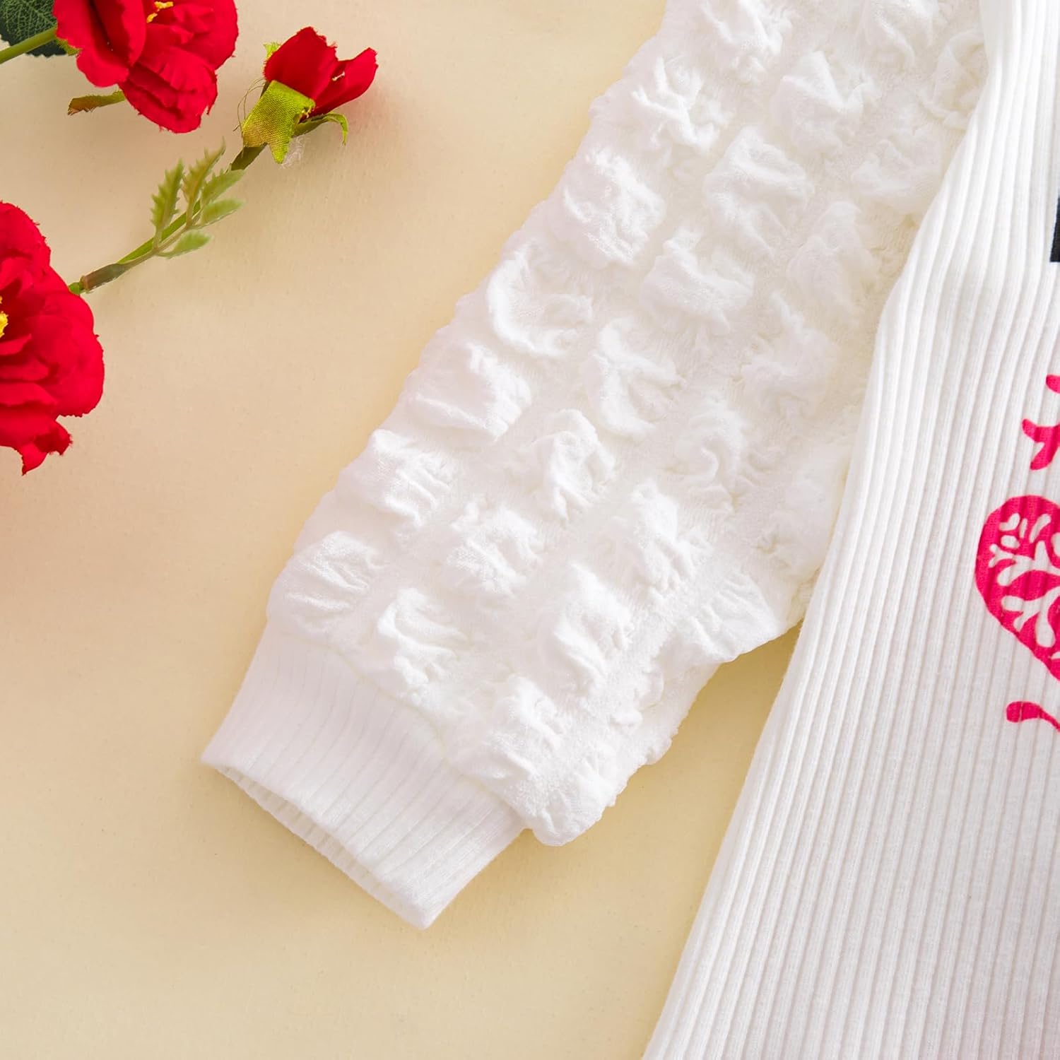 Kayotuas Toddler Girl Valentines Outfit Love Heart Sweatshirt Long Sleeve Shirt and Red Skirts Set Cute Winter Spring Clothes - Image 7