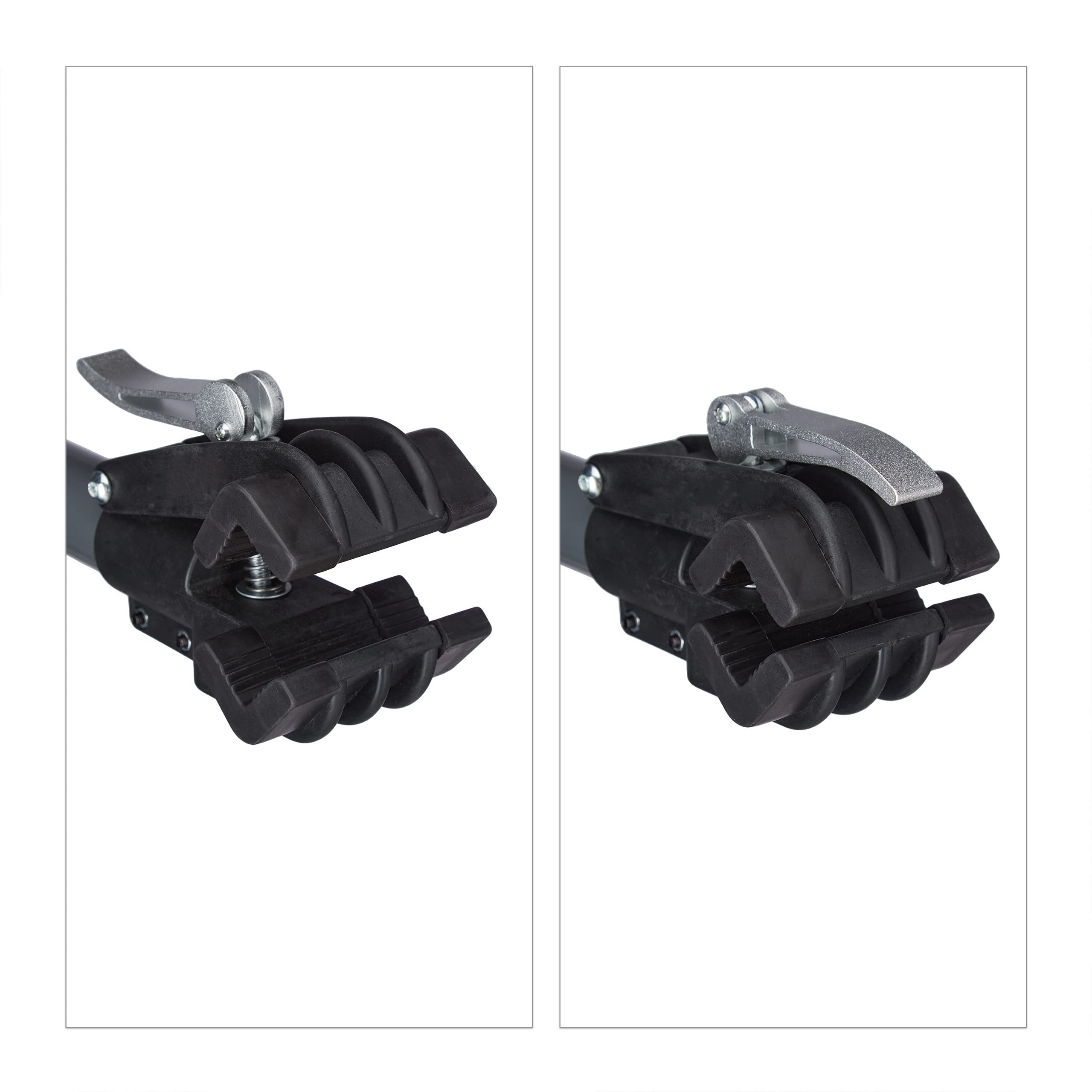 Relaxdays Pied d'atelier pour vélos, Cadres de 25 à 40mm, 30 kg Maximum, Hauteur Ajustable, Plateau à Outils, argenté