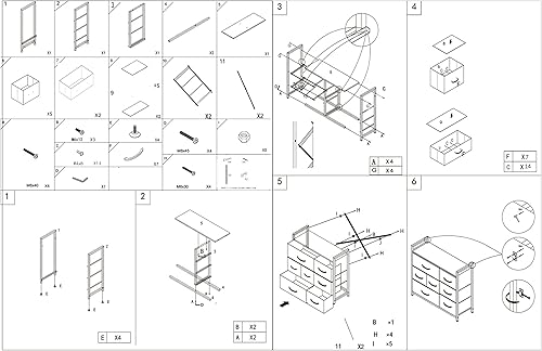 Miniatura 7 de AZL1 Life Concept Cómoda de 7 cajones, organizador de almacenamiento de 3 niveles, unidad de torre para dormitorio, pasillo, entrada, armarios,