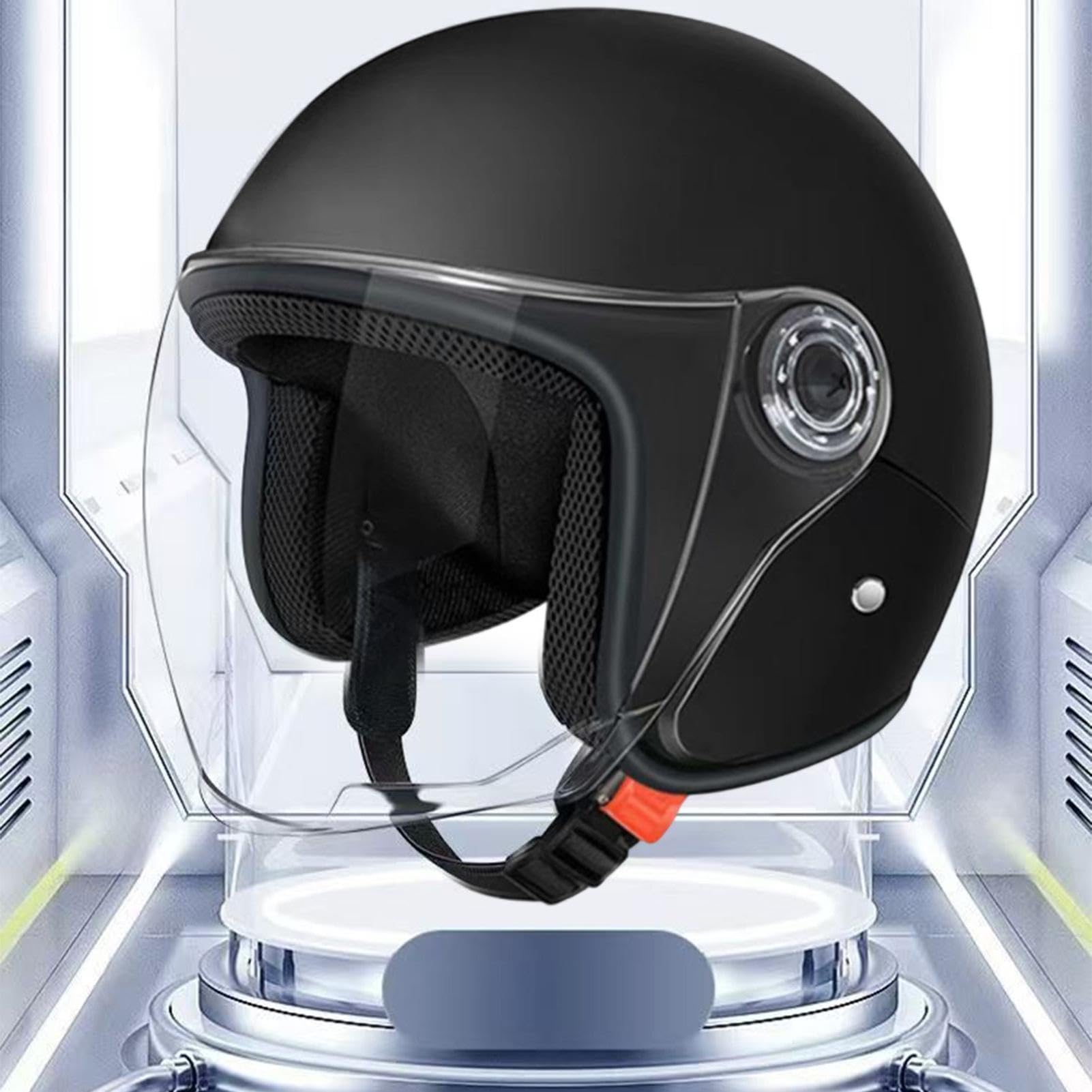 Casco Da Moto Aperto Per Uomo Donna, Caschi Da Ciclismo Leggeri Impermeabili Con Visiera AntiGraffio, Caschi Da Scooter Per Adulti Traspiranti Per Skateboard, Equitazione, Bicicletta