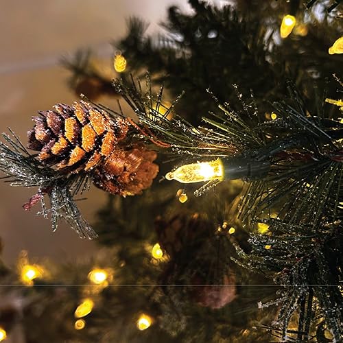 Miniatura 41 de Fraser Hill Farm Árbol de Navidad artificial flocado de abeto búfalo de 6.5 pies con doble luces LED multicolor y blanco cálido y soporte, árbol LED