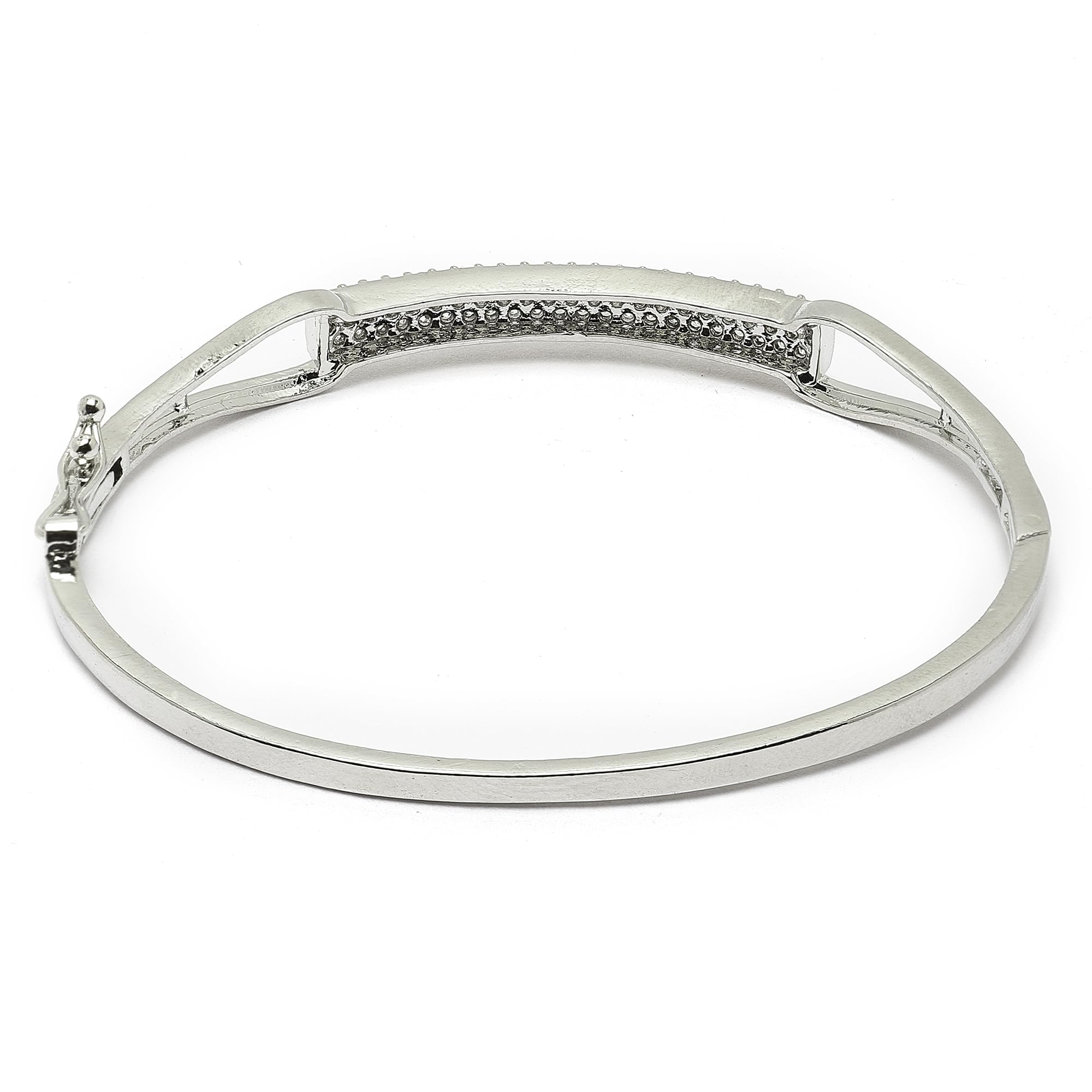 Rhodium-Plated American Diamond Studded Kada Bracelet (Design4)