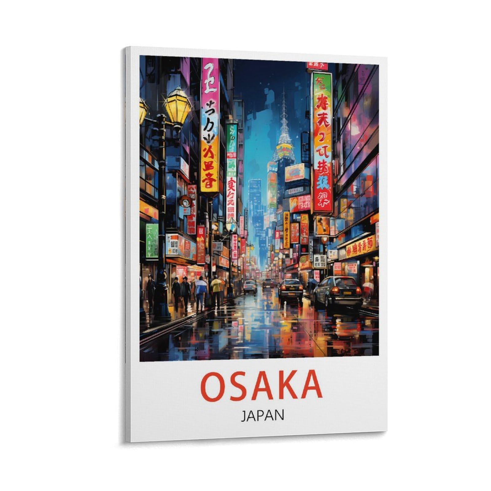 LOLWNNI Osaka Japan Vintage Travel Poster 16x24inch(40x60cm) Canvas Wall Art Print Picture Paintings for Living Room Bedroom Decor