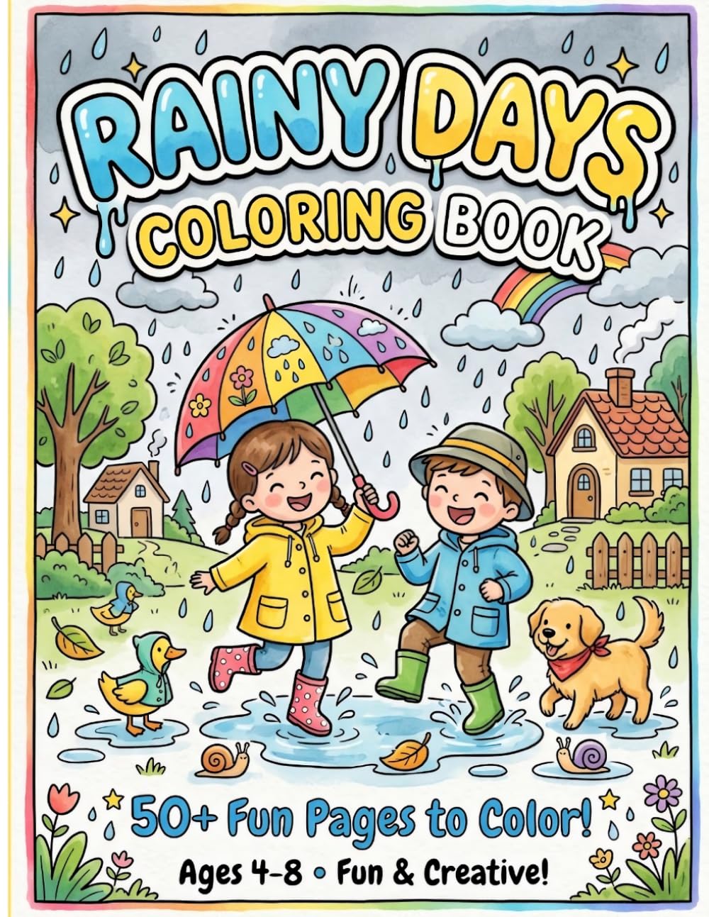 Rainy Days Coloring Book for Kids: 25 Cozy Rainy Day Scenes for Creative Coloring Fun