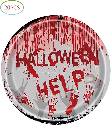 Miniatura 3 de Suministros de fiesta de Halloween sangrientos, 20 platos y 20 servilletas, decoraciones con estampado de manos aterradoras