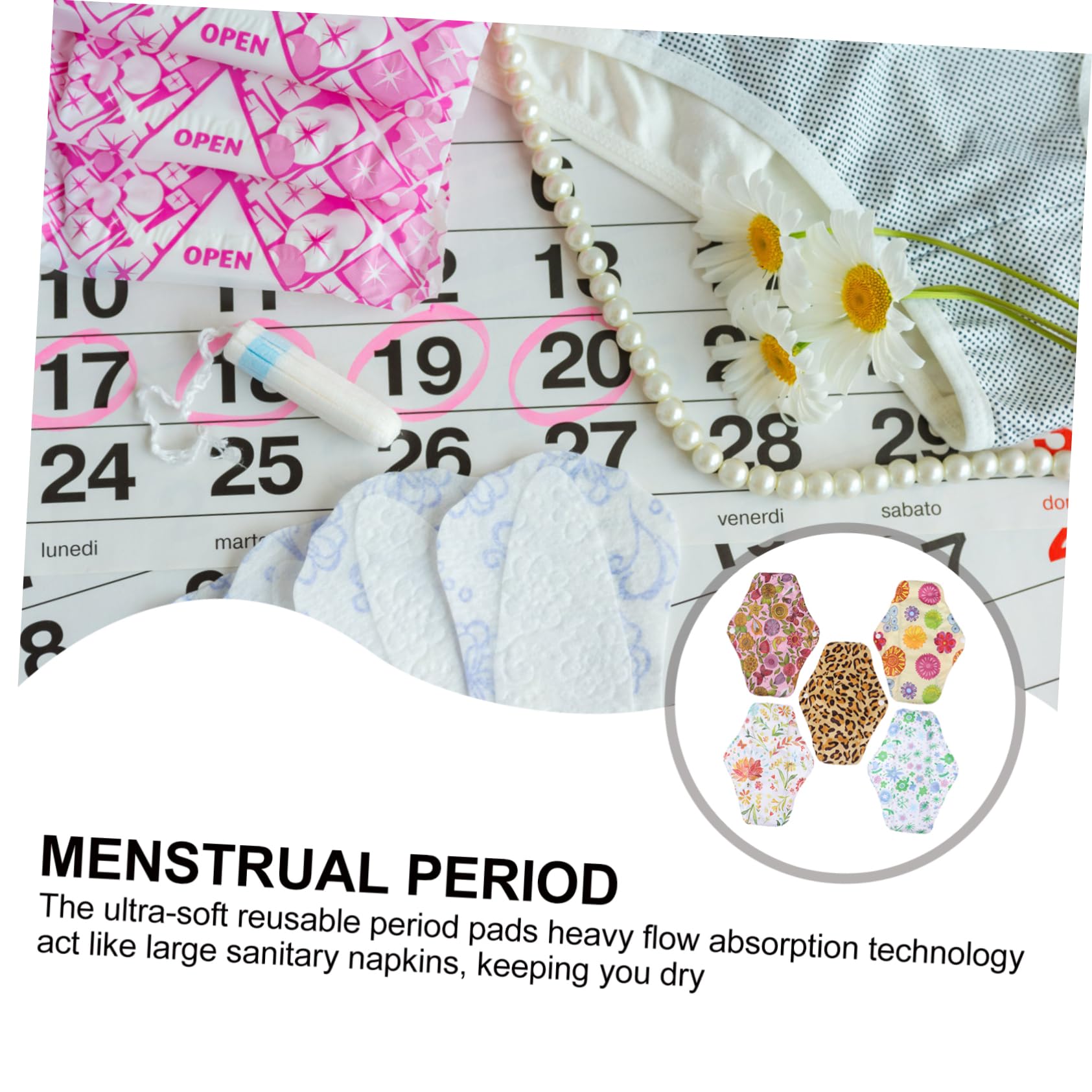 MAGICLULU 10 Piezas compresas menstruales reutilizables almohadillas de tela de carbón de bambú compresas menstruales de tela as de cuecas es toalla sanitaria lavable