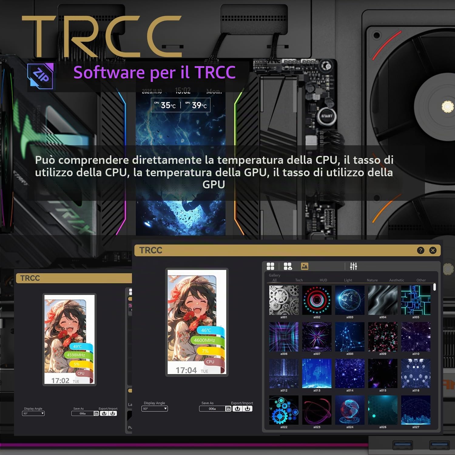 TR-Thermalright Peerless Assassin 120 Vision MAX ARGB Nero, Ventola di Raffreddamento CPU a Doppio Torre con 6 Heatpipes e Display IPS da 5 Pollici, per AM5/AM4 e Intel 1700/1851
