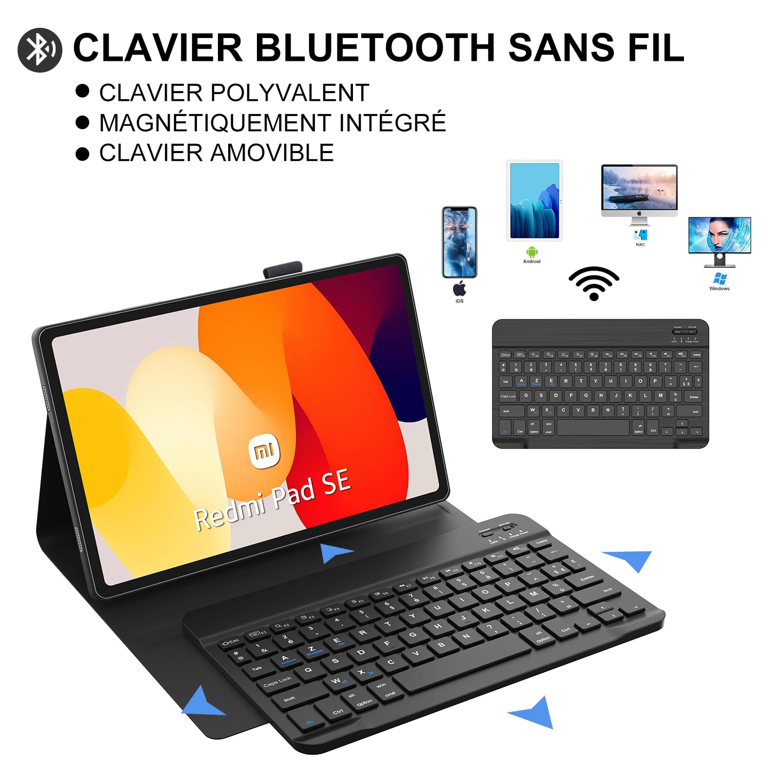 IVEOPPE Tastatur für Xiaomi Redmi Pad 2 & SE 11 Zoll, Deutsches QWERTZ Layout, Hülle mit Bluetooth Abnehmbarer Tastatur für Redmi Pad 2 /SE 11 Zoll, Blau