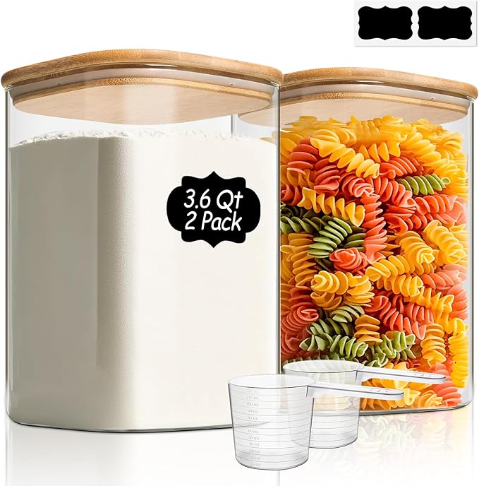 ComSaf 3.6 Qt Glass Food Storage Containers Set of 2