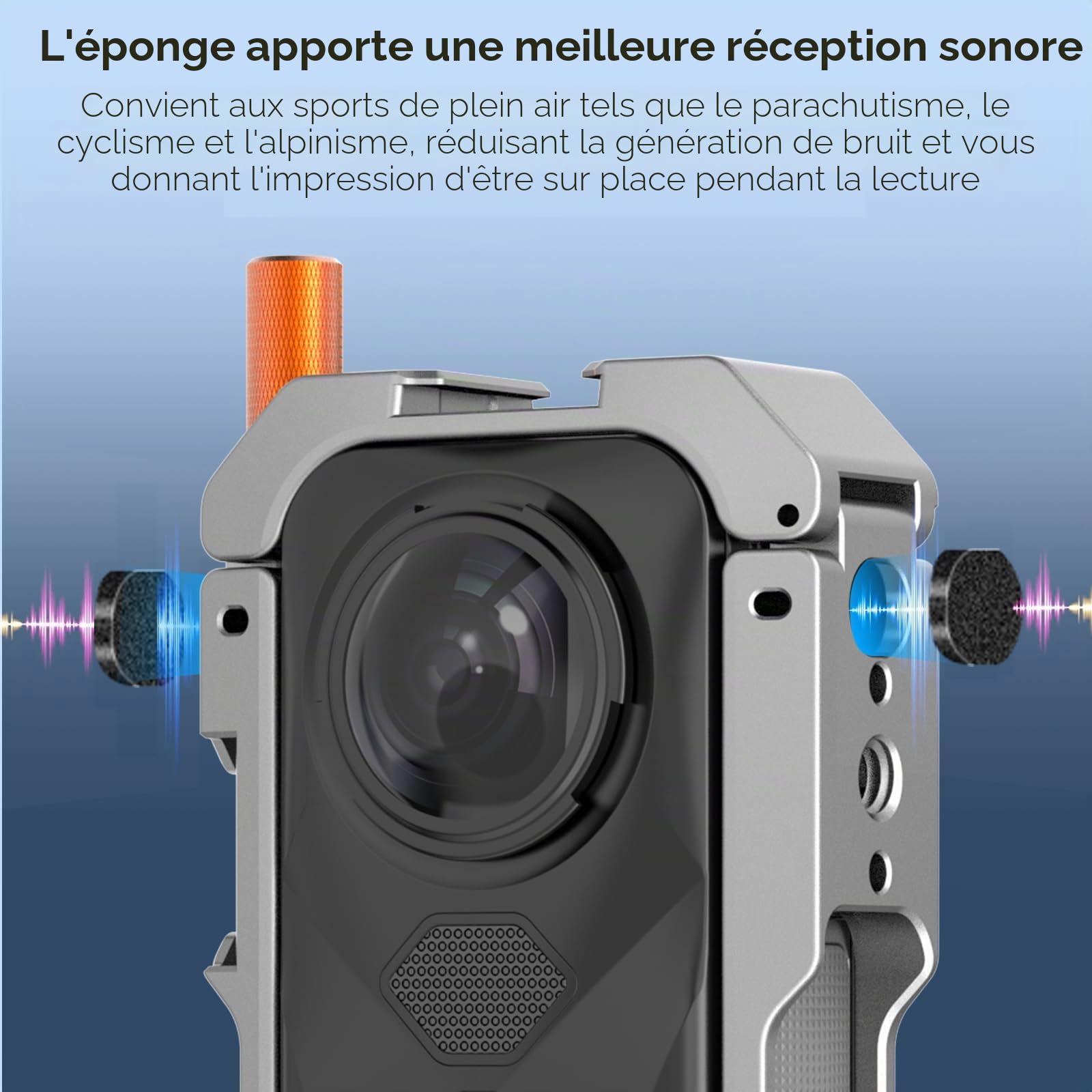 REYGEAK pour Insta360 X5 Cadre d'utilité,Cage de caméra en Aluminium pour Insta360 X5,Boîtier Protecteur avec Couvercle de lentille en Silicone,Boîtier Protecteur avec 1/4 Fil Doits pliants