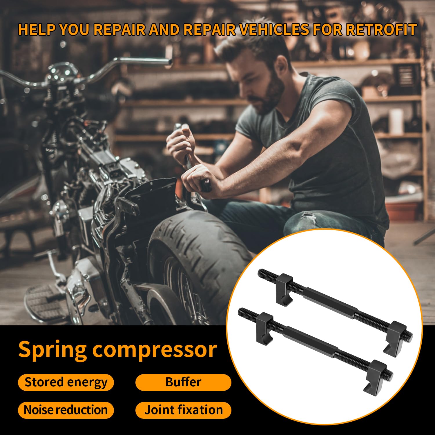 Smonta Molle Ammortizzatori, Attrezzi per Moto, Compressore Molle Ammortizzatori Attrezzatura, Comprimi Molle Ammortizzatori per Smonta e Tuning Molla e Cuscinetti Accessori, 2 Pezzi