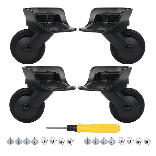 2 pares de ruedas de repuesto para equipaje giratorio 360 ruedas de maleta doble rodillo negro (W187)