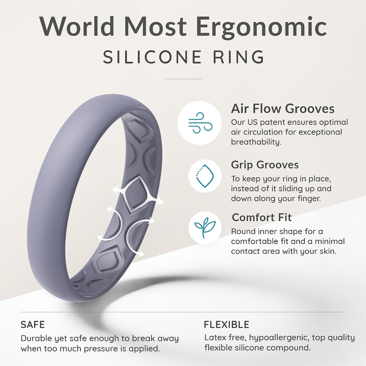 ThunderFit Women Breathable Silicone Bridal Rings Sets For Her, Wedding Bands - 4mm Wide, 1.5mm Thick - 1-12 Variety Multipack